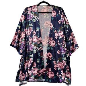 ODDY Cardigan Duster‎ Womens One Size Velvet Velour Floral Oversized Cottagecore